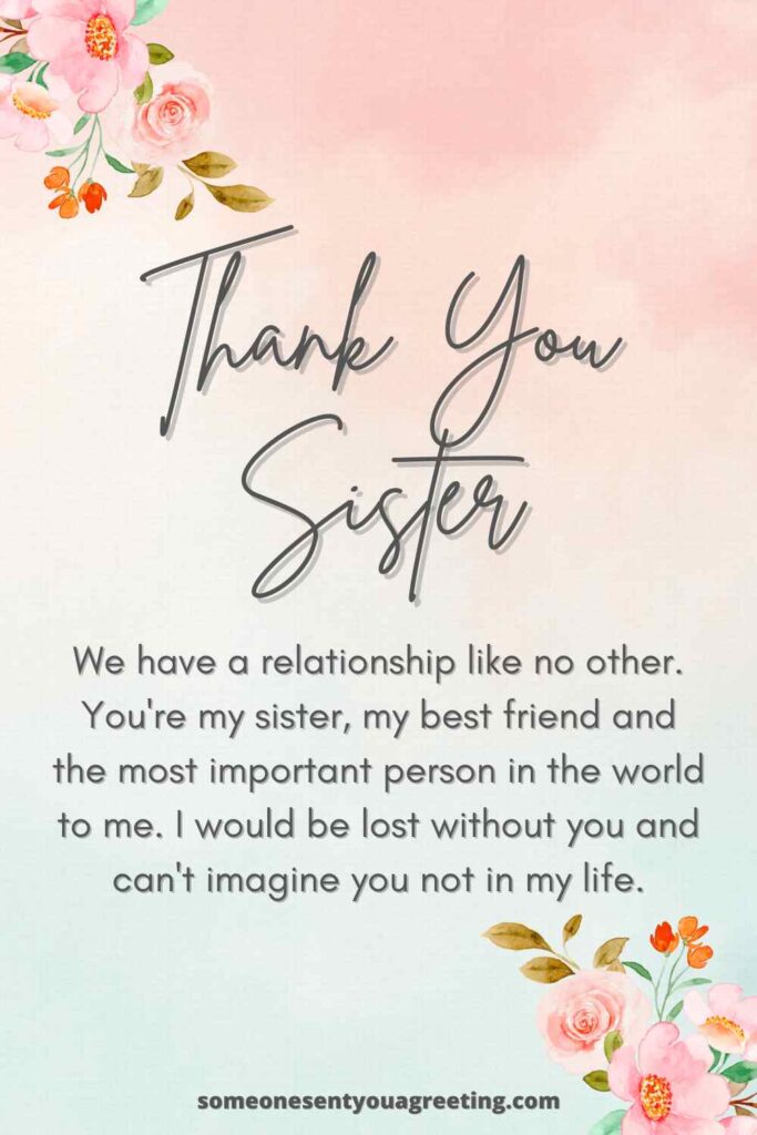 Thank You Sister Messages and Notes (40+ Examples) - Someone Sent You A ...
